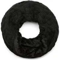 StyleBREAKER Strickschal "Feinstrick Loop mit Flecht Muster und Teddyfleece" 1 Stk.