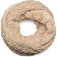StyleBREAKER Strickschal "Feinstrick Loop mit Flecht Muster und Teddyfleece" 1 Stk.