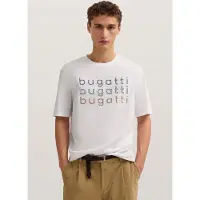 Bugatti T-Shirt , Herren, Gr. L, weiß (10, weiß), 100% Baumwolle, unifarben, normal, Rundhals, Shirts T-Shirt, mit einem -Print
