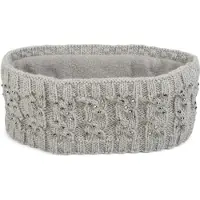 StyleBREAKER Stirnband "Stirnband mit Zopfmuster & Strass", Damen, grau (hellgrau), Obermaterial: 100% Viskose CV., Modisch, Mützen Stirnband