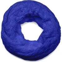 StyleBREAKER Strickschal "Feinstrick Loop mit Flecht Muster und Teddyfleece", Damen, blau (royalblau), Obermaterial: 100% Viskose CV., Modisch, Modetücher Strickschal