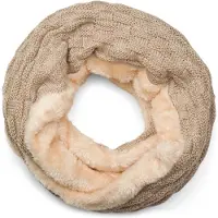 StyleBREAKER Strickschal "Feinstrick Loop mit Flecht Muster und Teddyfleece" 1 Stk.