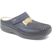 Wolky Clogs Roll Slipper Antique Nubuck Damen Blue-Schuhgröße 40