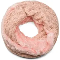 StyleBREAKER Strickschal "Feinstrick Loop mit Flecht Muster und Teddyfleece" 1 Stk.