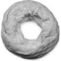 StyleBREAKER Strickschal "Feinstrick Loop mit Flecht Muster und Teddyfleece" 1 Stk.