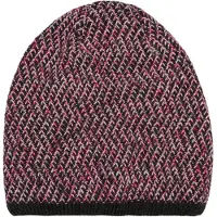 StyleBREAKER Strickmütze "Strick Beanie Mütze Dreieck Bunt mit Thermo-Fleece", Herren, grau (dunkelgrau, pink), 75% Polyacryl PAN. 15% Polyamid PA. 10% Wolle WO., Modisch, Mützen Strickmütze