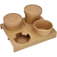 Papstar 100 Tragetabletts, Pappe pure 3,6 cm x 19,8 cm x 24,1 cm braun für 4 Suppenbecher