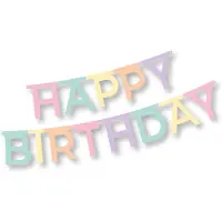 Papstar Grußkette 1,8 m x 13,8 cm "Happy Birthday" pastell, 12 x 1 Stück 12 Stück