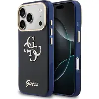 GUESS Etui IML 4G Script Metal do iPhone 17 Pro niebieski