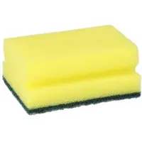 Starpak 6 Topfreiniger, Schwamm eckig 4,1 cm x 9,5 cm x 6,8 cm gelb/grün mit Griffrille, kratzend | Banderole (6 Stück)