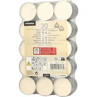 Starpak 30 Teelichte Ø 37 mm · 19 mm weiss · mit langer Brenndauer 6 h | Schrumpffolie (30 Stück)