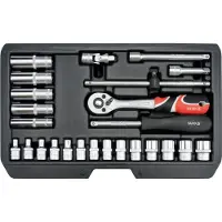 YATO YT-14461, Chrom-Vanadium-Stahl, Schwarz, Metallisch, Rot, 25 Werkzeug