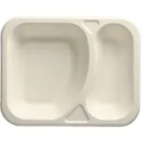 Papstar 100 Siegelschalen, Zuckerrohr 2-geteilt, weiss 825 ml - 4,2 cm x 18,5 cm x 23,5 cm