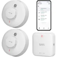 SAVS LinkSmart Intelligentes Bundle - 2 H10-W Hitzemelder und G10 Gateway - 10 Jahre Batterie - Küchenmelder - Funktioniert über App - WiFi