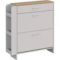 Vicco Schuhschrank Movino, Weiss/Eiche/Eiche, 88.4 x 101.6 cm mit offenen und geschlossenen Fächern
