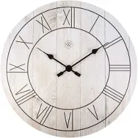 Nextime Paul, Wand, Quarzuhr, Rund, Weiß, Holz, Erwachsene