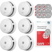 SAVS S10 Rauchmelder mit Magnetbefestigung - 6 Stück - 10 Jahre Batterie - Kompaktes Design - Entspricht der europäischen Norm - Brandalarm