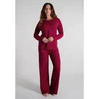 Tom Tailor Pyjama , Damen, Gr. 40, rot (rot, mittel, uni), Single Jersey, Obermaterial: 95% Viskose, 5% Elasthan, Homewear-Sets Pyjama