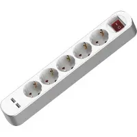 Plastrol Steckdosenleiste 5-fach Schuko 250V 16A 3m mit Schalter 2xUSB