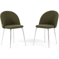 Idea New Garden Srl Set aus 2 Innenstühlen aus Cordsamt mit Metallbeinen, gepolstert, ideal für Küche, Esszimmer, Bar oder Restaurant – Sara – Grün/Silber