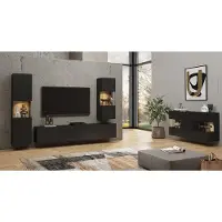 Meublorama DL-HA-AVA-24WNLM05-07-25-40*5C/108KG, 11 Regale, 6 Tür(en), Schwarz, Mitteldichte Faserplatte (MDF), 350 mm, 3000 mm