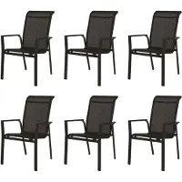Gardissimo WINDSOR 6x Alu-Stapelsessel Gartensessel anthrazit / schwarz