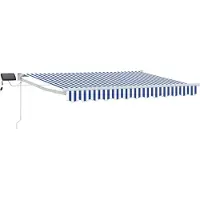 vidaXL Manuelle Gelenkarmmarkise mit LEDs Blau und Weiß 2,5 x 2 m