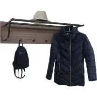 Mendler Wandgarderobe HWC-N78, 2 Kleiderstangen 4 Haken, skandinavischer Stil Metall Holz Melamin MVG 20x80x27cm dunkelbraun