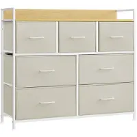 Hobby Hall Kommode 7 Stoffschubladen mit Griffen cremeweiß-wolkenweiß LTS523W01
