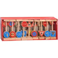 Gerkimex Playwood Holz Verkehrszeichen Spielzeug - 18-teilig - Lernspielzeug