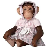 ASI Animal Reborn-Serie Affenpuppe 32 cm Vinyl Rosa bewegliche Gliedmaßen handgenähte Kleider
