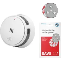 SAVS S10 Rauchmelder mit Magnetbefestigung - 10 Jahre Batterie - Kompaktes Design - Entspricht der europäischen Norm - Infrarotsensor - Brandalarm