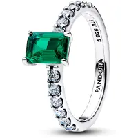 Pandora 194506C01 Silberring für Damen Rechteckiger Funkelnder Grüner Heiligen