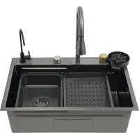 StarTech.com Küchenspülen-Set aus Edelstahl, Wasserfall-Design, großes Einzelbecken, für den Haushalt