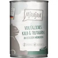MjAMjAM Nassfutter - Dose Adult Cat - Kalb mit Pute - 6 x 400 g