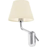 LOREFAR ETERNA Wandleuchte innen mit Leser links chrom/beige 24007-11