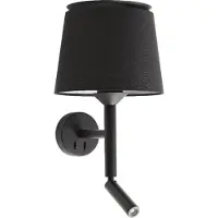 Faro SAVOY Wandleuchte innen mit Leser schwarz/schwarz 20303-93