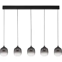 Nova Luce LED Pendelleuchte Kita in Schwarz-transparent und Schwarz 5x 5,6W 2222lm länglich