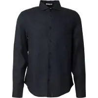 Superdry für Herren. M4011103A Marineblaues Leinenhemd Riviera (S), Lässig, Klassisch, Langarm