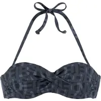 Elbsand Bügel-Bandeau-Bikini-Top "Letra", Damen, Gr. 32, Cup A, schwarz, Recycling-Polyamid, bedruckt, Bikini-Oberteile Bügel-Bandeau-Bikini-Top, mit tollem Wording