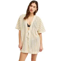 Roxy Blusenkimono "Moana Story", Damen, Gr. S, beige (pebble), Obermaterial: 50% Baumwolle, 50% Polyester., Blusen Blusenkimono