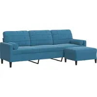 vidaXL 3-Sitzer-Sofa mit Hocker Blau 210 cm Samt