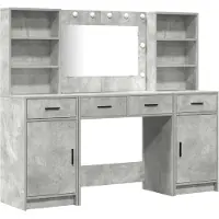 vidaXL Schminktischset mit LED 3 Stk. Beton Grau Holzwerkstoff
