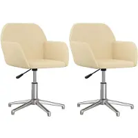 vidaXL Esszimmerstühle 2 Stk. Drehbar Creme Stoff