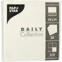 Papstar Servietten 1/4-Falz, 24x24 cm, weiß, "DAILY Collection" | Folie (20 Stück)