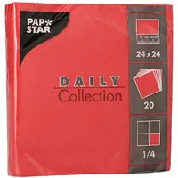 Papstar Servietten 1/4-Falz, 24x24 cm rot, "DAILY Collection" | Folie (20 Stück)
