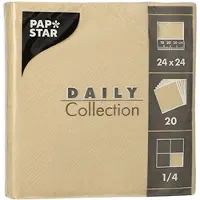 Papstar Servietten 1/4-Falz, 24x24 cm sand, "DAILY Collection" | Folie (20 Stück)