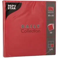 Papstar 20 Servietten "DAILY Collection" 1/4-Falz 32 cm x 32 cm Bordeaux