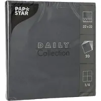 Papstar 20 Servietten "DAILY Collection" 1/4-Falz 32 cm x 32 cm Schwarz