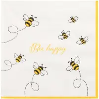 Papstar Servietten, 3-lagig 1/4-Falz 33 cm x 33 cm "Bee Happy" 360 Stück